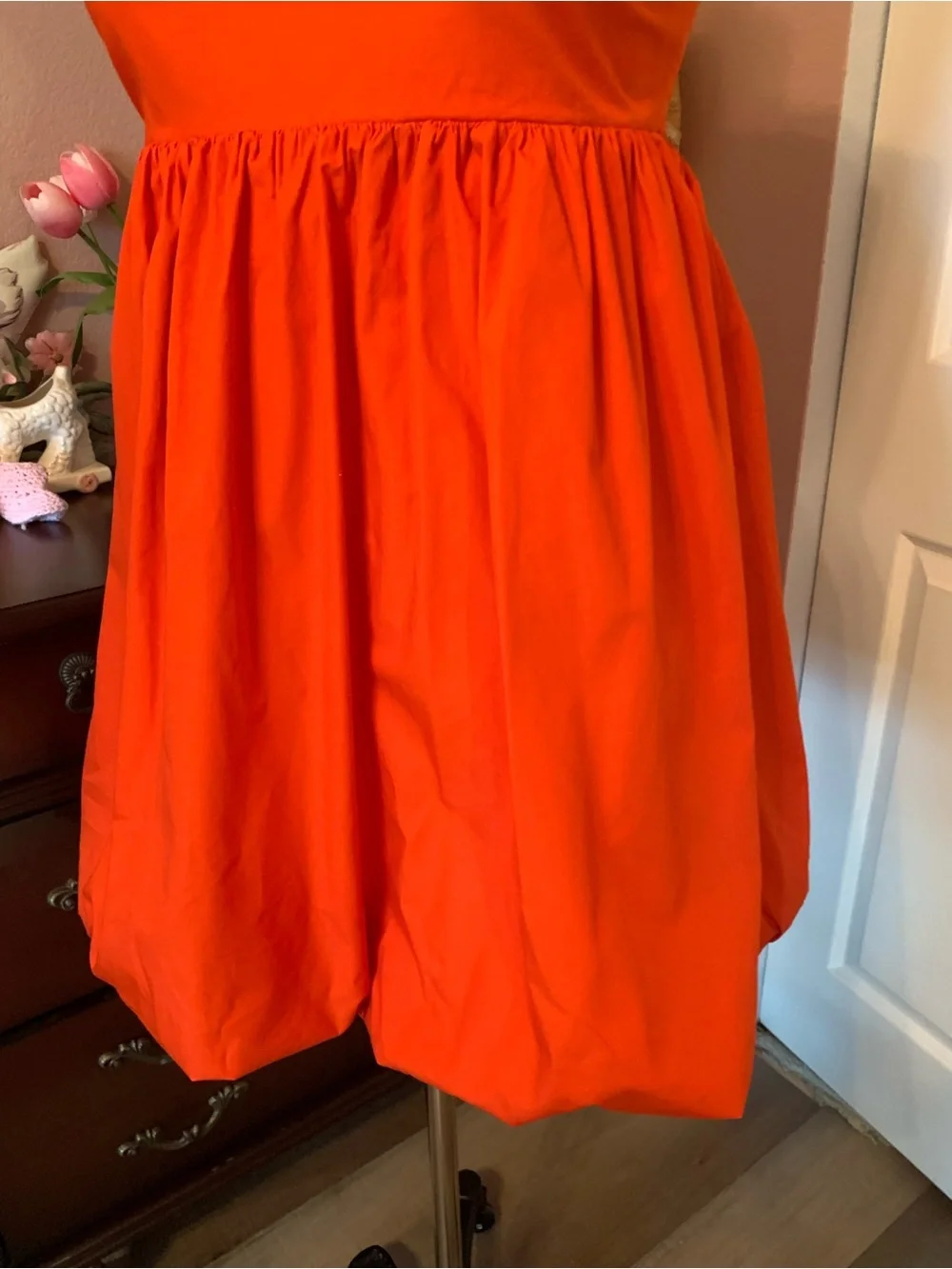 SUNDAY BEST ARITZIA Empire Waist Bubble Dress in Vibrant Orange